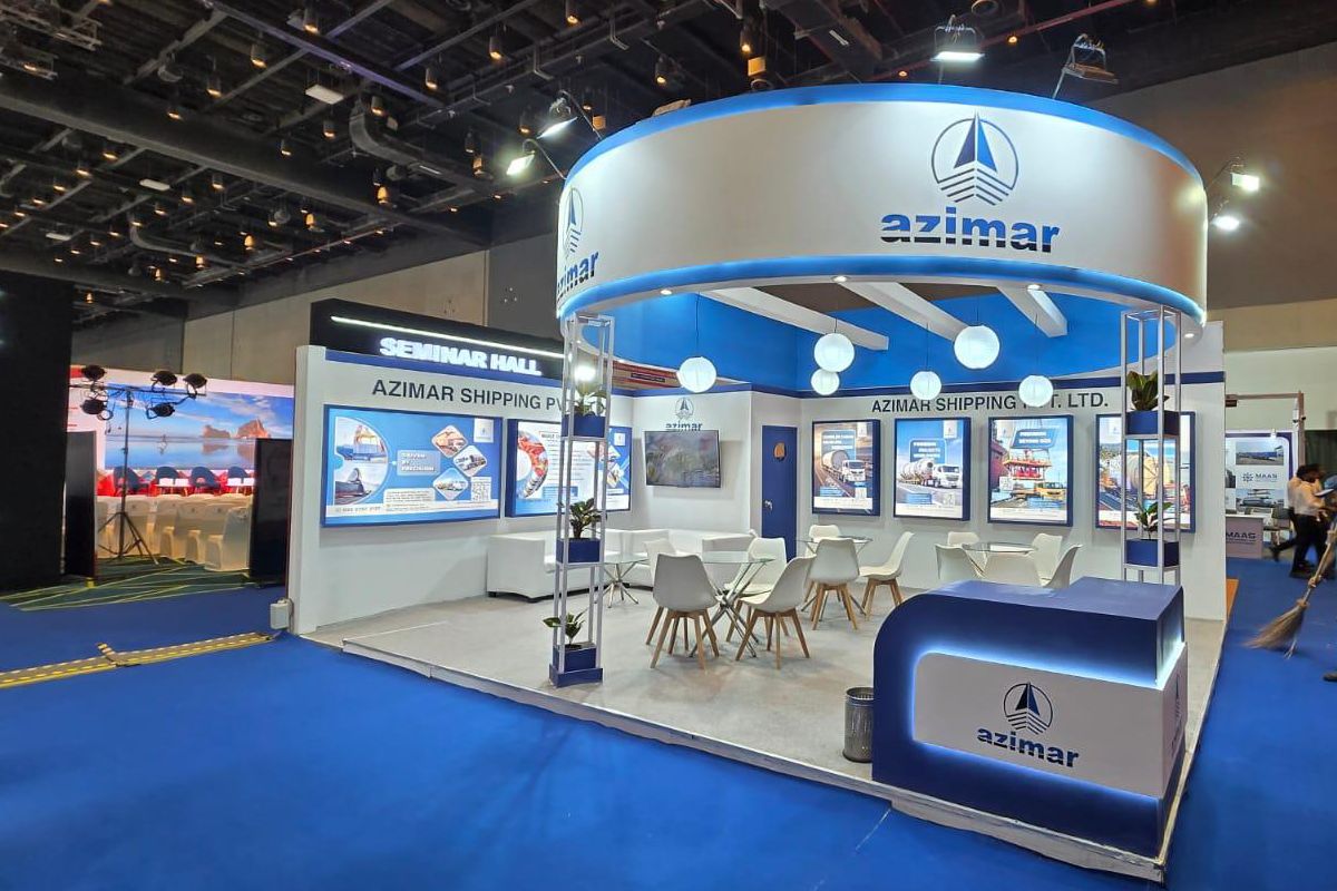 Azimar Shipping team at the stall during CTL BHP 2026 at Jio World Convention Centre** showcasing project cargo and logistics solutions.