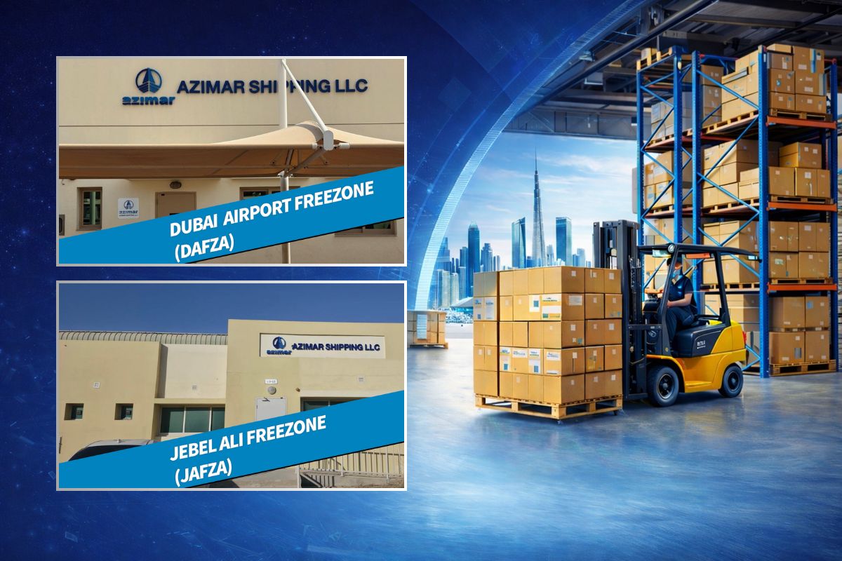 Azimar Shipping warehousing service with secure cargo storage, organized inventory management, and efficient logistics support across two strategic warehouse locations.