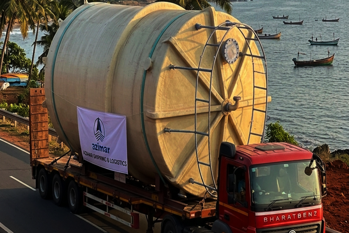 Oversized cargo secured on trailer for land transportation